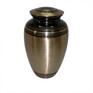 Urne funéraire en laiton pour adultes pour cendres humaines avec noir et or-Convient au cimetière - Product Image 1