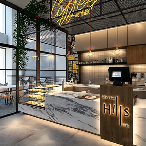 Muebles Personalizados para Cafetería, Juego Completo |   Diseño Interior de Cafetería de Lujo Moderno, Servicio de Instalación Llave en Mano y Fabricación Profesional - Product Image 1
