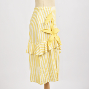 New Arrival Cotton Linen Blend Skirt Wholesale Digital Print 3D Floral <b>Motif</b> Skirt - Product Image 2