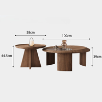 Table basse moderne et créative en MDF et verre, ensemble de table à thé ronde, durable pour le salon