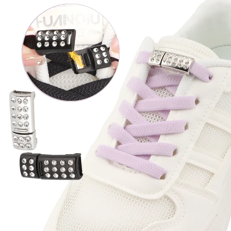 Kostenlose Muster Magnets chnalle Schnürsenkel Flacher elastischer Schuh Schnürsenkel Sneakers No Tie Schnürsenkel Lazy Strass magnetischer Schnürsenkel