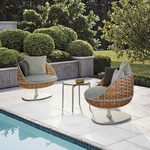 Fauteuil de jardin pivotant réglable en <span class=keywords><strong>bambou</strong></span> pour l'<span class=keywords><strong>extérieur</strong></span>, ensemble de mobilier moderne pour la maison, l'hôtel, la cour, avec coussin imperméable - Product Image 1