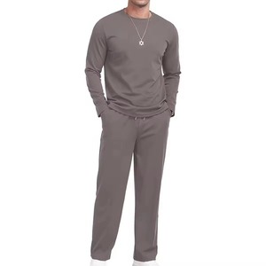Ensemble de survêtement décontracté en tricot épais respirant à col rond pour l'automne, facile à porter, impression personnalisée de haute qualité, 100 % coton - Product Image 1