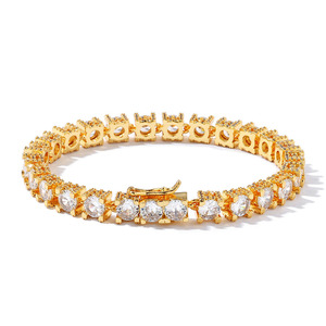 6mm Eternity Tennis Moissanite Bracelet <b>Crown</b> Setting 925 <b>Silver</b> Solid Gold Electroplated Hip Hop Custom Iced Jewelry Vendor B2B - Product Image 1