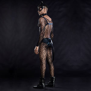 Costume sexy en dentelle de panthère noire pour Exotric Cosplay Mans Full Body Lace Lingerie Uniform Night Club Show - Product Image 6