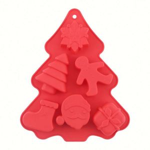 Molde de Silicona Creativo con Forma de Árbol de Navidad de 6 Cavidades para Hornear en la Cocina, Molde para Pastel de Chocolate DIY - Product Image 1