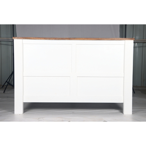 Cadre de lit simple en bois blanc et naturel Muro avec tête de lit rustique à panneaux - Product Image 2