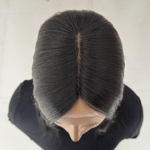 ท็อปเปอร์ผมแท้ยุโรปสีธรรมชาติ ขนาด 6x6.5 นิ้ว ฐานไหม พร้อมเชือกผูกด้านหลัง  ขอบผมแบบลูกไม้  พร้อมส่ง สำหรับผู้หญิงที่มีภาวะผมร่วง - Product Image 4