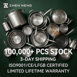 Sartén de Acero Inoxidable Zhenneng, Revestimiento de 3 Capas, Resistente, 2.3 mm, Libre de PFOS y PFOA, No Tóxica, Ahorra un 80% de Espacio en el Armario - Product Image 5