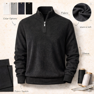 Clothing Manufacturers Custom Men’s Quarter Zip Sweater 100% Cotton Acrylic Knit Thick Warm Pullover OEM Private Label - Product Image 1