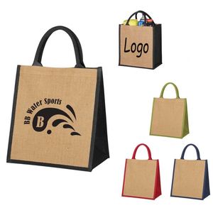 Sac fourre-tout personnalisable en lin et jute, grande capacité, sac de shopping écologique, logo personnalisé - Product Image 1