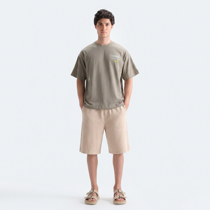 T-shirt à manches courtes pour homme, vert olive, col rond, coupe classique, jersey de coton, imprimé, style décontracté, logo sur le devant - Product Image 1