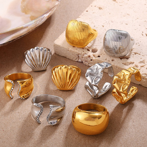 Fashion <b>Rings</b> Geometric Shape Irregular Design Unisex Party Jewelry Gold <b>Silver</b> Tone - Product Image 1