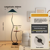 Lampe sur pied Wabi Sabi avec abat-jour en tissu, design ondulé, plateau en bois, table basse d'appoint pour canapé, lumière pour chambre, bureau, hôtel, décoration intérieure, cadeau