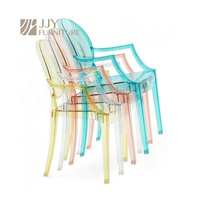 Chaise de salle à manger JJY-YHY-J001 moderne en polycarbonate chaise fantôme en plastique transparent en acrylique avec accoudoirs
