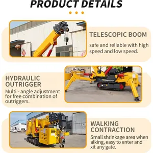 Mini Spider Crane Crawler With Foldable Lifting Construction Telescopic Outrigger Small Cranes For Narrow Space