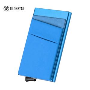 TILONSTAR TVC104 Portefeuille compact en aluminium avec poche extérieure en tissu pour cartes et billets Porte-cartes de crédit Portefeuille pop-up - Product Image 2
