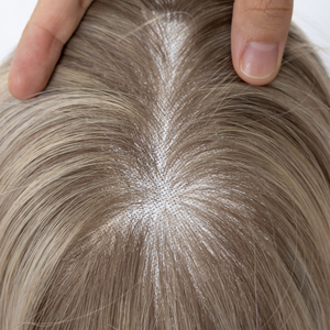 TopElles Stock Européen Double Drawn Cheveux Balayage <span class=keywords><strong>Blonde</strong></span> Couleur 6*6 Femmes Mono Topper avec Petit Noeud pour Salon - Product Image 2