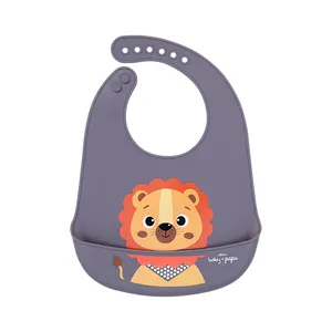 Lovely Lion Motif Manufacturer Low Price Golden Supplier Silicone Bibs Baby Adult