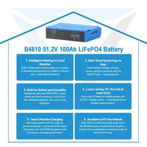 BLUETTI 51.2V 100Ah LiFePO4 Batterie mit intelligenter Kalt wetter heizung Schnell ladung Langlebiger AC-Solargenerator eingang - Product Image 6