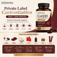 Capsules de CoQ10 en gélules molles, marque privée OEM, coenzyme Q10, antioxydant, soutien au bien-être, complément alimentaire, 120 unités, naturel
