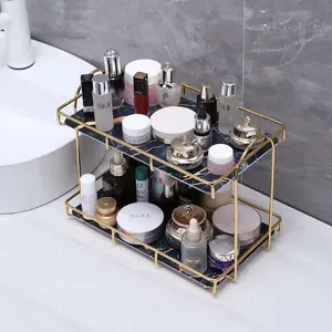 Işık lüks soyunma masa masaüstü organizatörler kozmetik saklama kutusu makyaj tuvalet banyo masaüstü raf