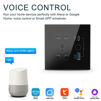 Enchufe Inteligente WiFi OCY UK 13A, Enchufe Universal con USB Tipo-C de Carga Rápida de 20W, Interruptor de Pared de Vidrio, Tomacorriente Eléctrico de 240v