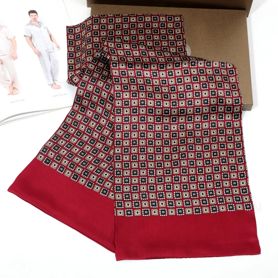 High Quality 160*26cm Male Scarves Autumn Winter Fashion Warm Navy Blue Red Long Men Silk Scarf