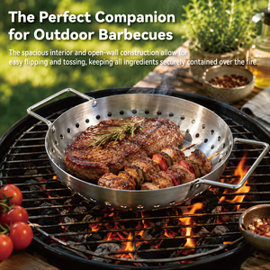 Ustensiles de barbecue pour la cuisine en plein air, plaque de cuisson réutilisable antiadhésive, plaque de cuisson ronde en fer - Product Image 5