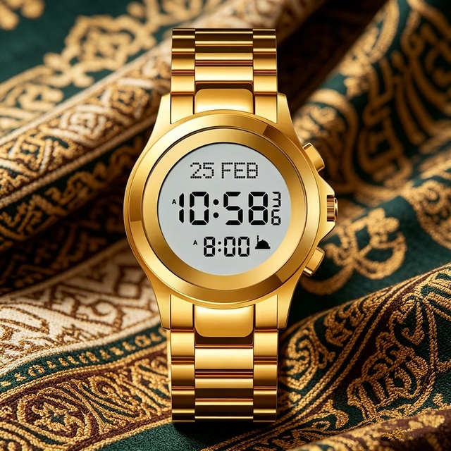 Azan Watch Qibla Guide Prayer Time Alloy Watch Time Reminder Muslim Religious Prayer Watch