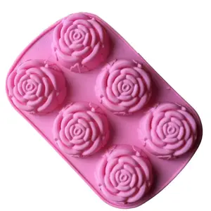 6 Kopjes Cake Zeep Jelly Mallen Rose Siliconen Bloemenbakjes Pudding Dessert Bakmachine Muffin Mal Bloem Hartvorm Voor Nagel