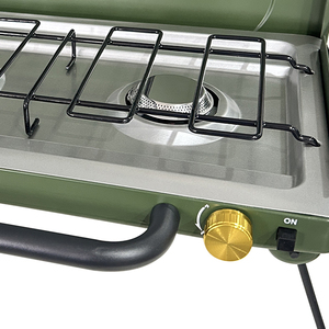 Camping en plein air protège-vent pliant Cassette poêle Portable 2 brûleurs brûleur à gaz gril cuisinière à gaz avec couvercle - Product Image 4