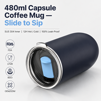 Mug de voyage en acier inoxydable à double paroi isolé sous vide, anti-fuite, 480 ml (12 oz), isolation thermique