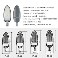 Lámpara LED de Aluminio para Alumbrado Público de 50W 100W 150W 200W, Gran Luminosidad, Larga Duración, IP65 Impermeable, para Exteriores