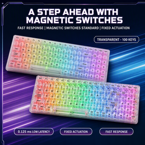 คีย์บอร์ดแบบมีสาย สวิตช์แม่เหล็กอาร์กติก RGB สีสันสดใส ป้องกันการกดผิดพลาด ปุ่มกดโปร่งใส ตอบสนองรวดเร็วพิเศษสำหรับเกม FPS - Product Image 1