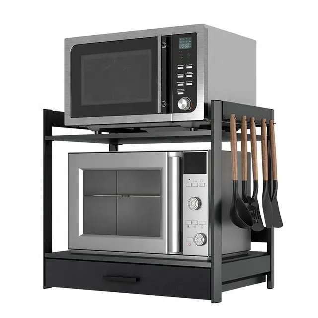 Penjualan Laris Rak Aluminium Microwave Furnitur Dapur Kecil Tempat Penyimpanan Ringan & Rak untuk Dapur