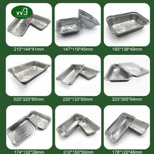 Bandejas Desechables de Aluminio de Alta Calidad VVG para Comida para Llevar, Rectangulares, con 2 Compartimentos, con Tapas - Product Image 6