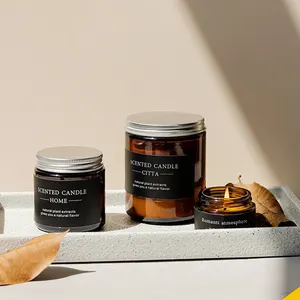 Groothandel Luxe Geurkaarsen Soja Wax Langdurige Amber Glazen Mini Pot Organische Kaars Voor Huisdecoratie