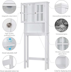 Meuble <span class=keywords><strong>de</strong></span> <span class=keywords><strong>Rangement</strong></span> Au-Dessus des Toilettes avec Deux Portes Persiennes, Étagère <span class=keywords><strong>de</strong></span> <span class=keywords><strong>Salle</strong></span> <span class=keywords><strong>de</strong></span> <span class=keywords><strong>Bain</strong></span> - Product Image 4