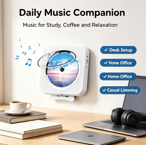 Lecteur CD/DVD mural portable, directement de l'usine, avec haut-parleur HiFi 10W intégré, radio, minuterie et télécommande, pour la maison et le bureau. - Product Image 5