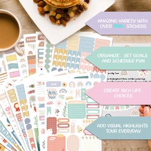 Adesivi Per pianificatori di estetica da 24 fogli Per confezione Adesivi Per pianificatori Per Scrapbook giorno settimana settimana - Product Image 3