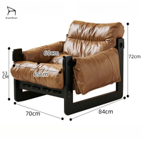 Fauteuil paresseux en cuir rétro couleur café, élégant et confortable, idéal pour salon et chambre à coucher - Vente en gros