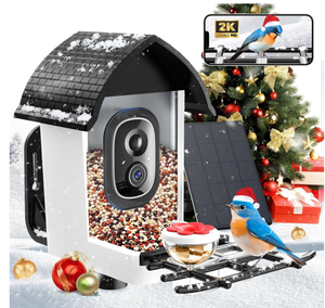 Автоматическая беспроводная умная кормушка для птиц с HD-камерой 3 МП, ночным видением, поддержкой TF-карт, современный дизайн, пластиковая конструкция - Product Image 1