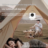 Ventilateur de plafond portable avec lumière LED, rechargeable par USB, affichage numérique, 3 vitesses, silencieux, avec minuterie, pour le camping, la tente, la maison