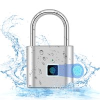 Schwarz-Silbernes USB-Aufladbares IP-Türschloss Schlüsselloses Fingerabdruck-Smart-Vorhängeschloss Schnellentriegelung ABS Selbstentwickelter Chip Manipulationsalarm