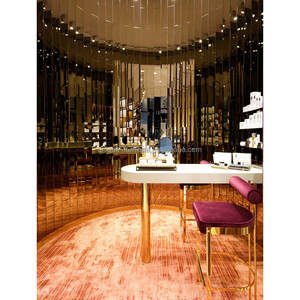 Meubles de magasin de cosmétiques dorés Belle boutique de soins de la peau Armoire en verre de parfum Design de cabine de cosmétique moderne à vendre - Product Image 3