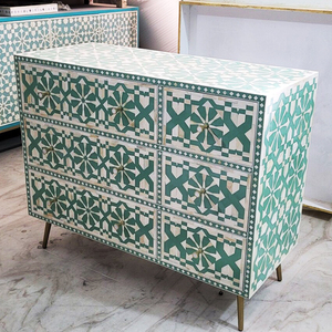 Mueble de Salón de Diseño Moderno con Incrustaciones de Hueso, Gabinete de 5 Cajones para Decoración del Hogar, Nuevo Diseño, Gabinetes de Almacenamiento Hechos a Mano con Incrustaciones de Hueso para el Hogar - Product Image 4