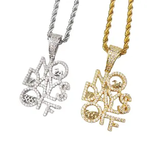 Popular Brass Material NO DAYS OFF Time Letter Zircon Hip Hop Pendant Necklace