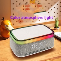 Jam Alarm Digital multifungsi, Speaker pengisi daya nirkabel dengan lampu LED, fungsi Radio FM, speaker pintar portabel