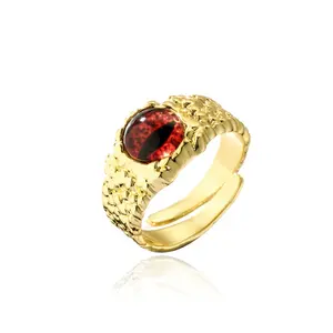 2023 new Vintage Bohemian style 18K gold plated copper with stone eye opening ring